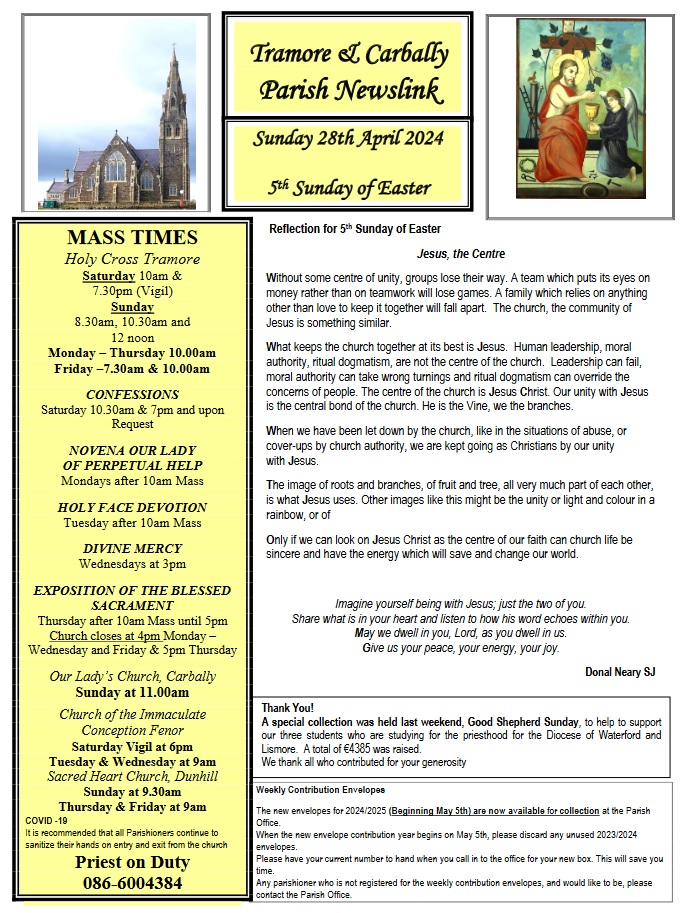 Tramore Parish Newsletter- 28 April 2024